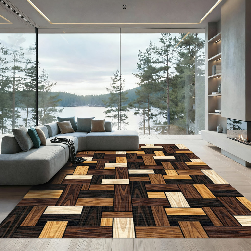 Wooden Inlay Parquet InlaysRug Rug