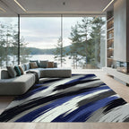 Dynamic Blue Gray Brush Stroke Rug