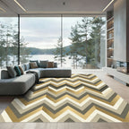 Gold and Bronze Chevron Geometric Art Rug