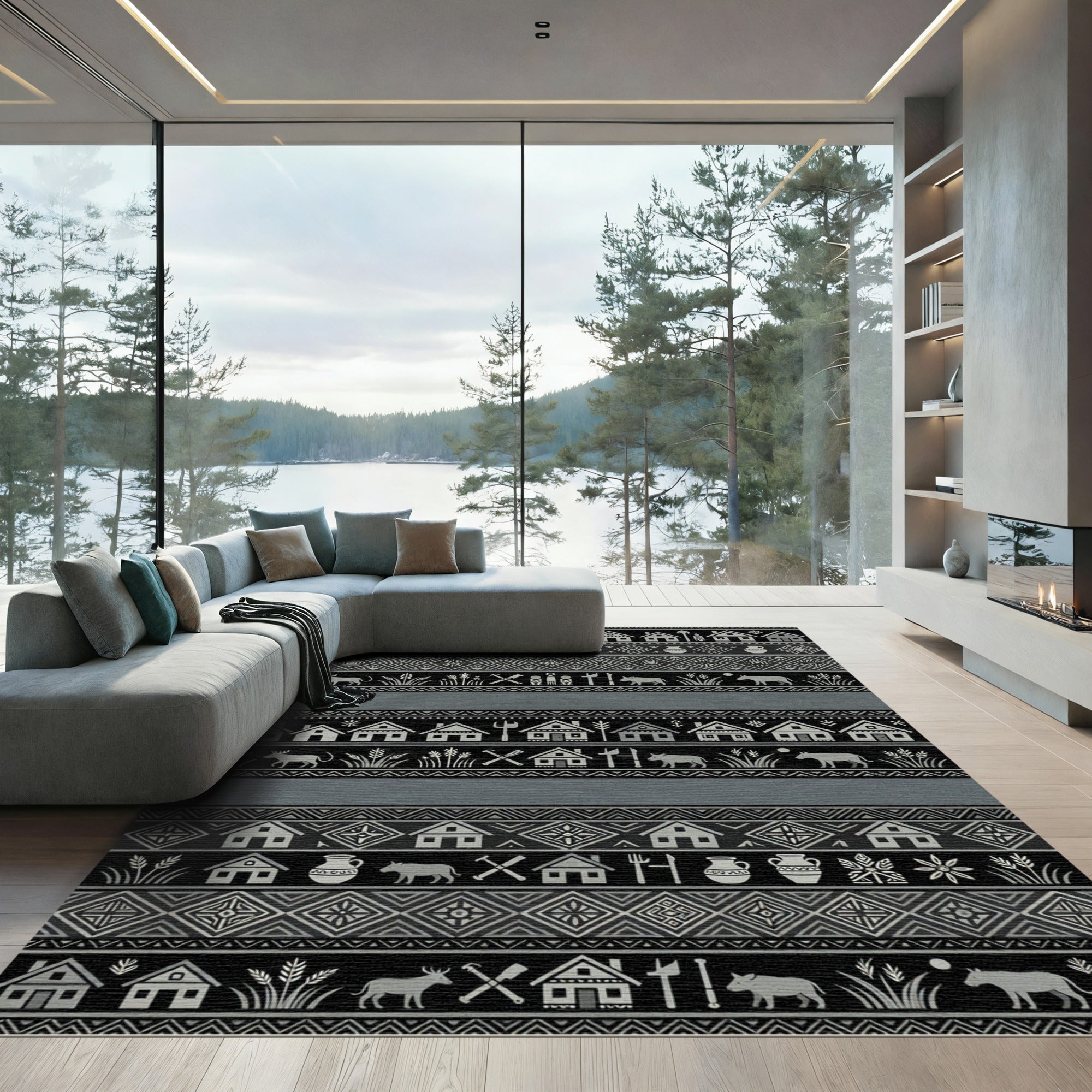 Tribal Village Homes Geometric Pattern Rug