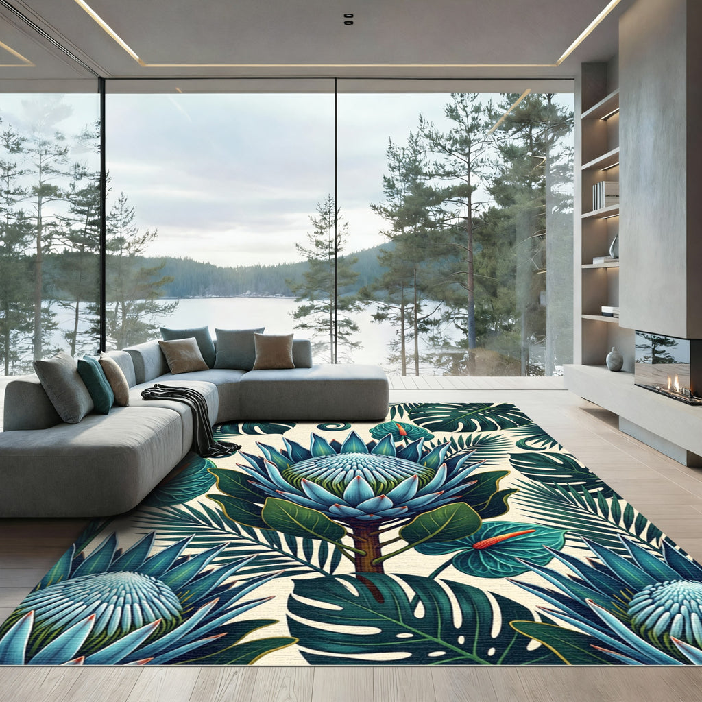 Blue Protea Tropical Foliage Delight Rug
