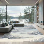 Ethereal Gray Swirling Cloud Celestial Heavens Rug