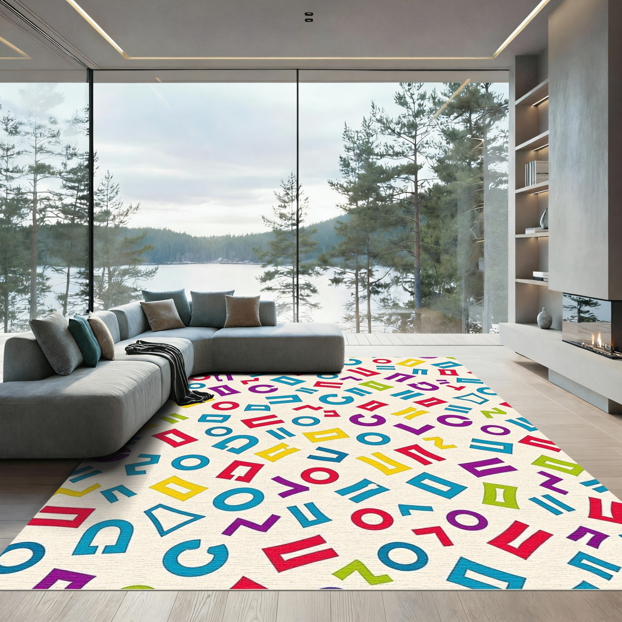 Colorful Geometric Abstract Shapes Rug