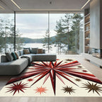 Crimson Starburst Radial Burst Rug