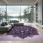 Intricate Violet Ornate Floral Mandala Rug