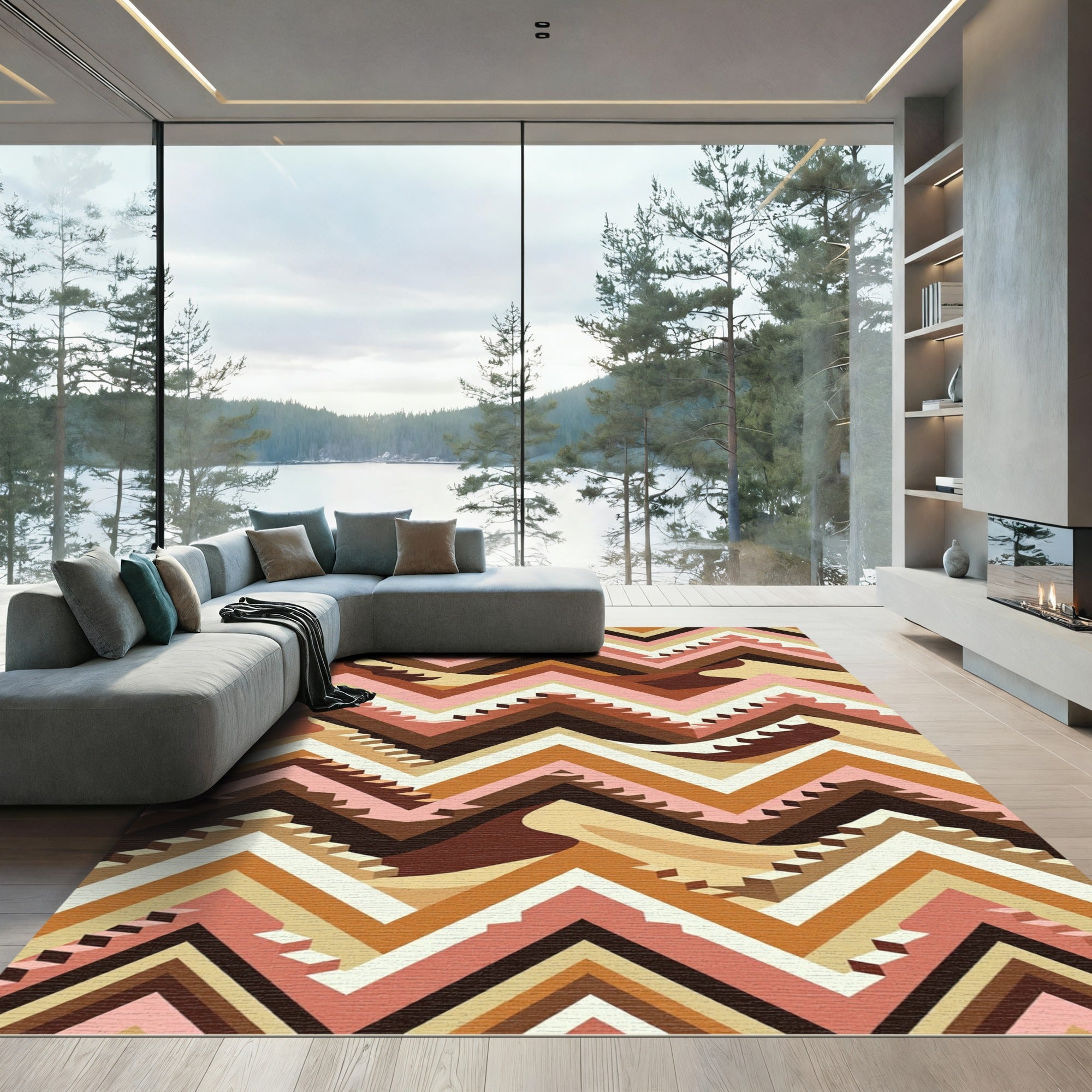 Earthy Zigzag Terrace Landscape Rug