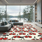 Playful Retro Red Cherry Toss Rug