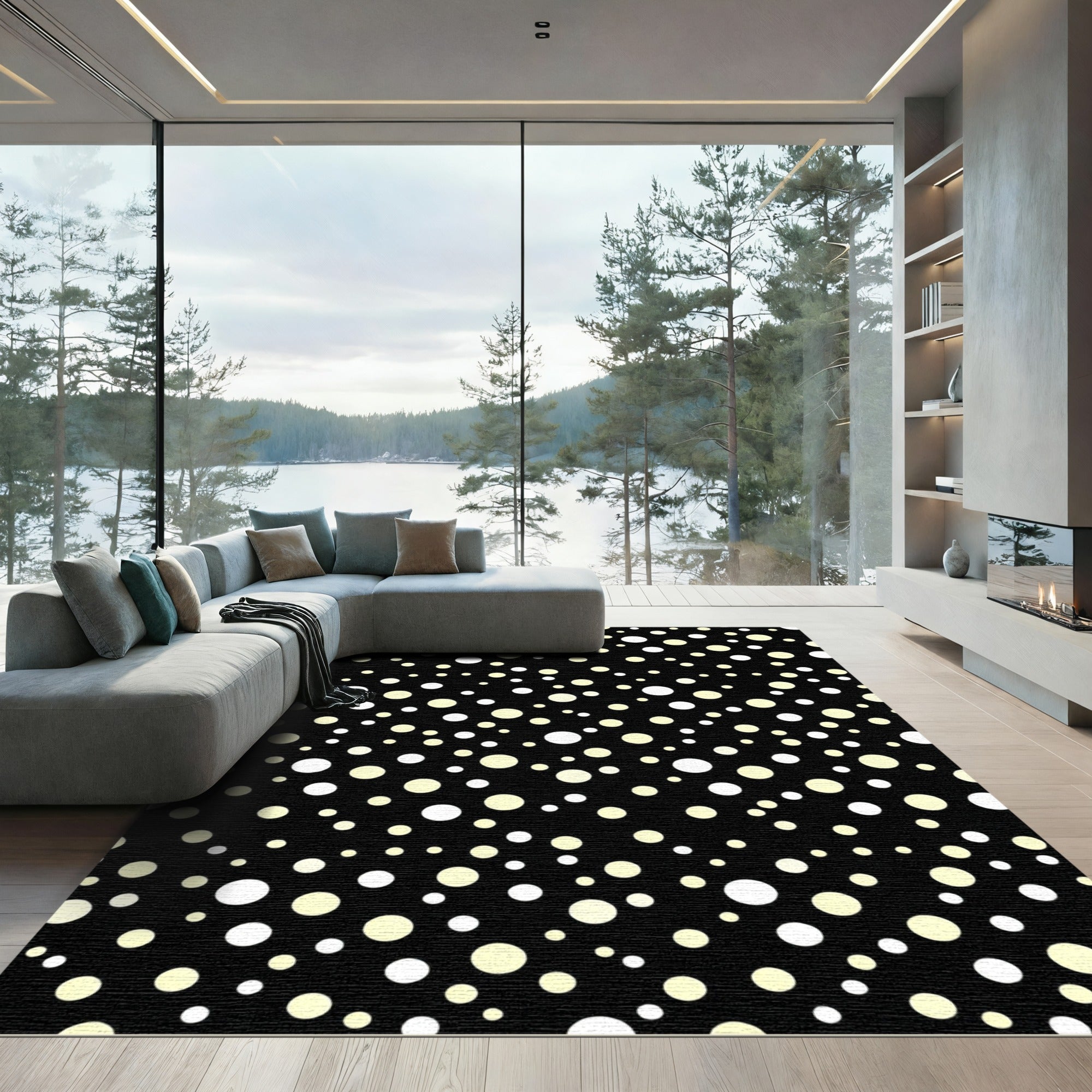 Chic Black Polka Dot Scatter Rug