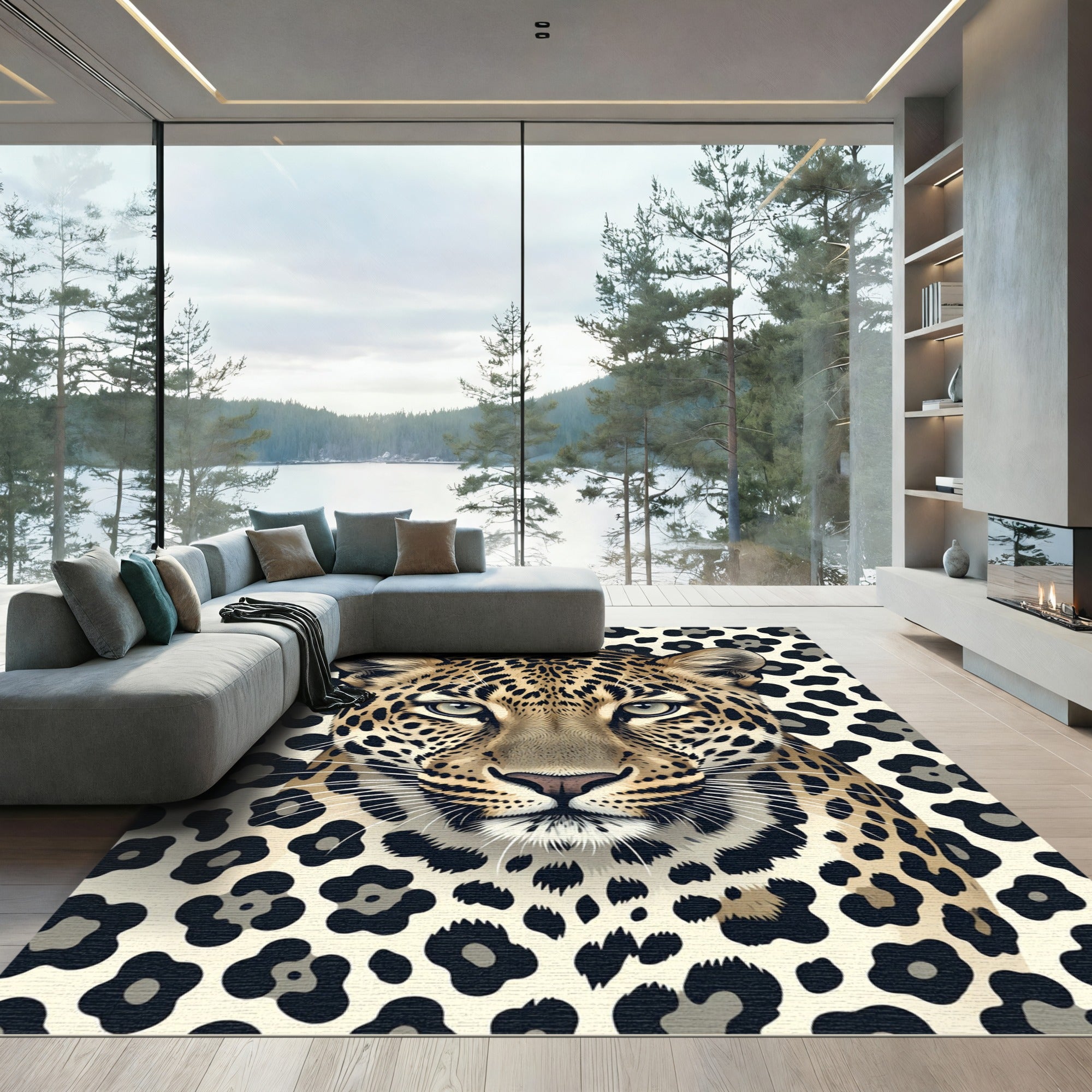 Bold Leopard Animal Print Rug