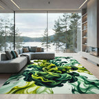 Vibrant Emerald Lime Abstract Swirl Rug