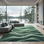 Abstract Sage Green Ethereal Ocean Swirl Rug