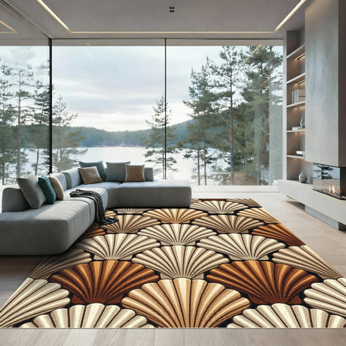 Art Deco Seashell Neutral Shell Pattern Rug