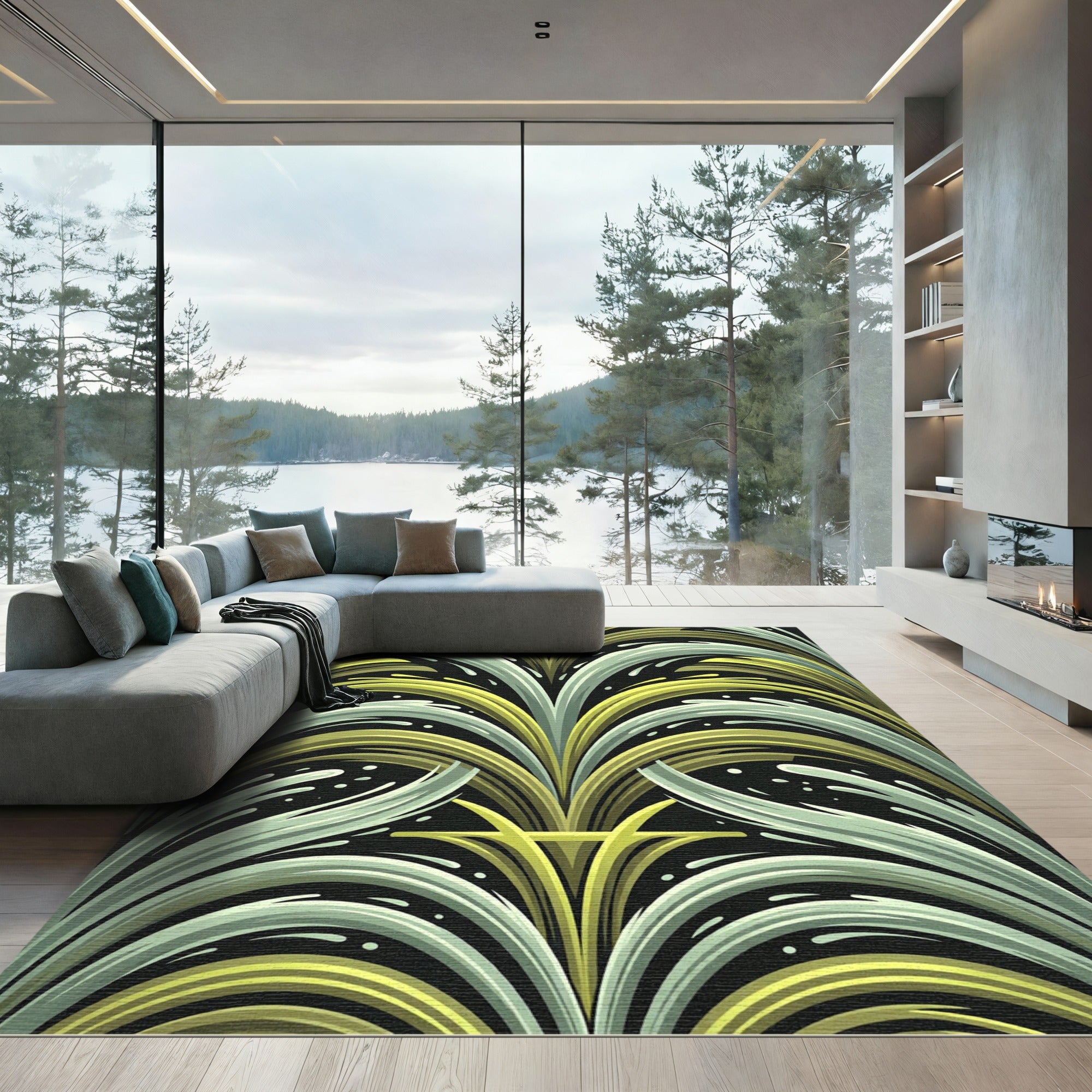 Emerald And Grey Dynamic Stream Rug