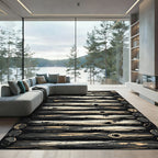 Rustic Log Cabin Wood Plank Rug