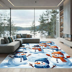 Joyful Snowmen Frolicking Winter Scene Rug