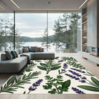 Botanical Garden Herb Illustration Cream Rug