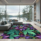 Deep Purple Passion Flower Garden Rug