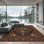 Ornate Gold Floral Empress Medallion Rug