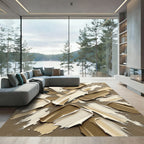 Textured Neutral Swirl Brush Strokes Rug