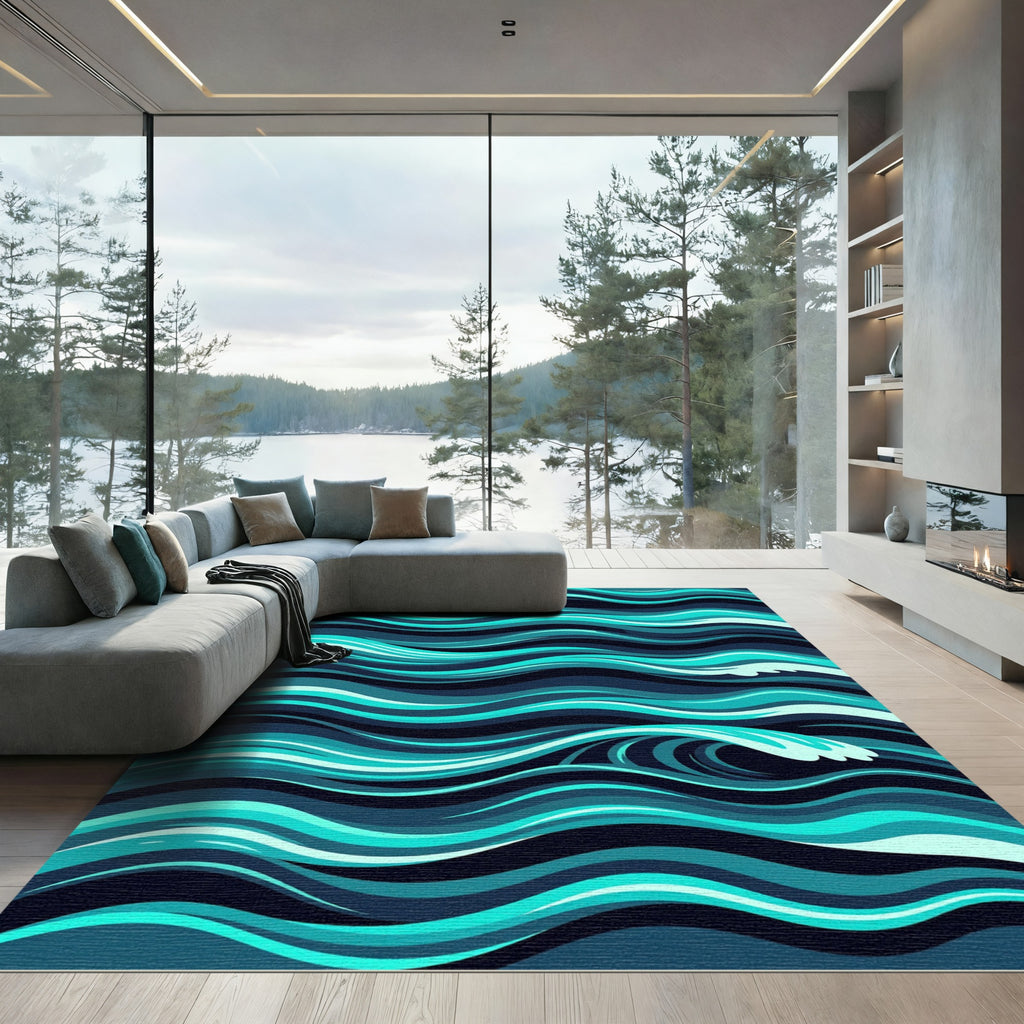 Deep Ocean Wave Swirl Rug