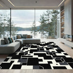Monochrome 3D Cubes Geometric Collage Rug