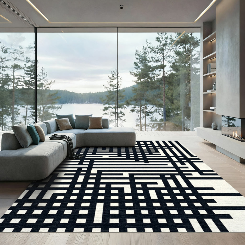 Abstract Labyrinth Lines Rug