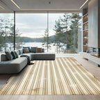 Vintage Distressed Neutral Vertical Stripe Rug
