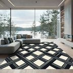 Dark Gray Lattice Diamond Weave Rug