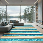 Shimmering Azure Pool Water Striped Rug