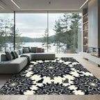 Mysterious Black Cat Mandala Medallion Surface Rug