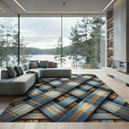 Woven Blue and Tan Plaid Rug