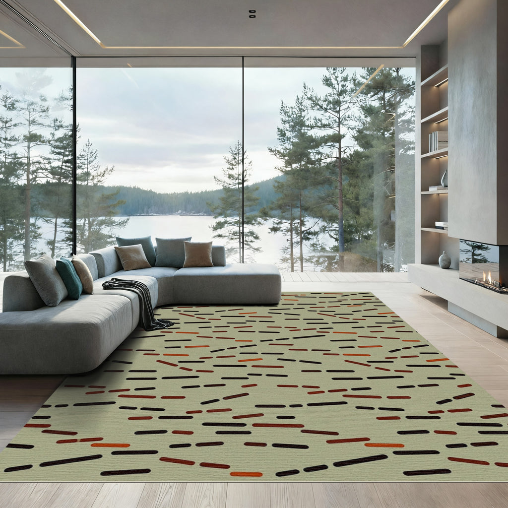 Jumbled Stripes Ochre Brown Rug