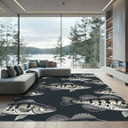 Charcoal Spotted Freshwater Bass Composition Rug