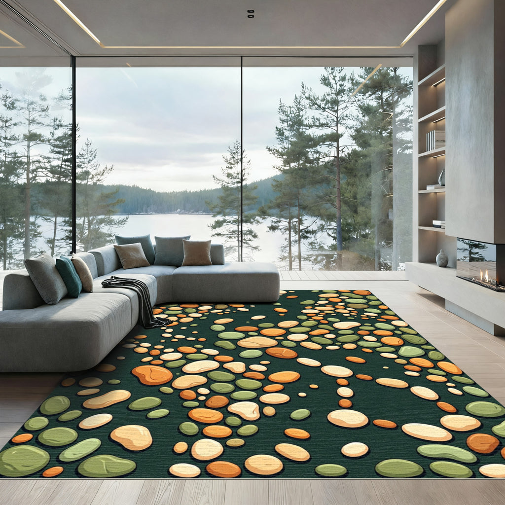 Earth Tone Pebble Scatter Rug