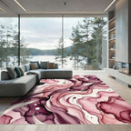 Ethereal Burgundy Alcohol Ink Abstract Wave Rug