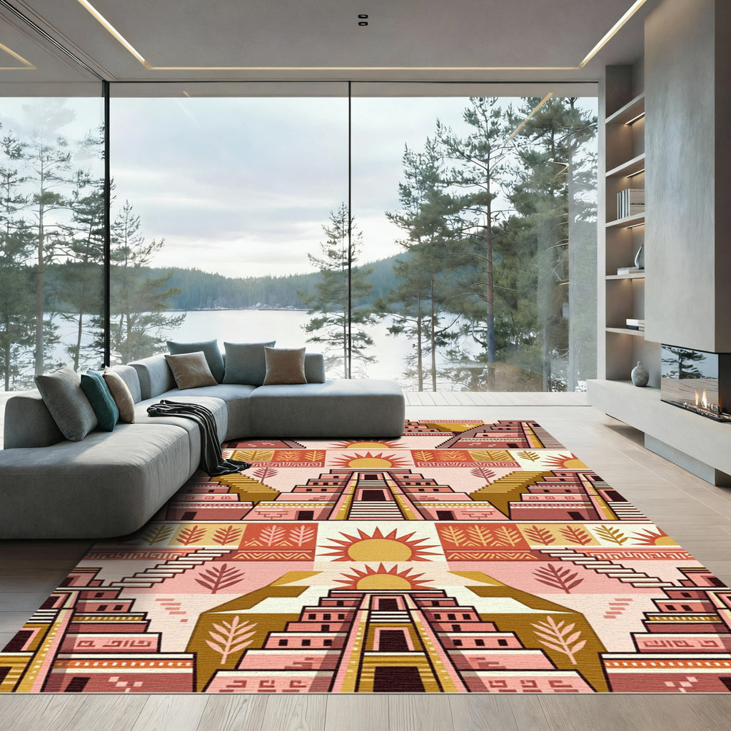 Terracotta Sun Stepped Pyramid Rug