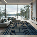 Modern Charcoal Grid Geometric Graphic Rug