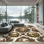Vintage Country Scene Oval Frame Rug
