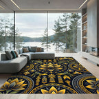 Golden Lotus Sacred Geometry Medallion Floor Art Rug