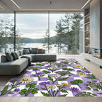 Pastel Purple Checkerboard Spring Meadow Rug