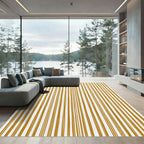 Minimalist Vertical Golden Ochre Stripes Rug