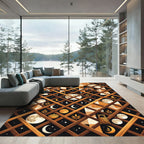 Rustic Farmhouse Lattice Moon Scene Rug