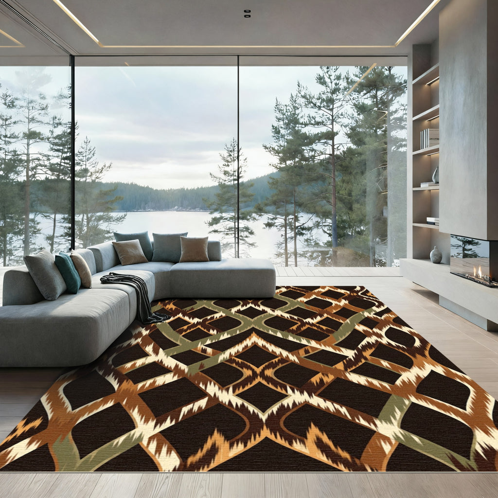 Earthy Ikat Diamond Interlace Rug