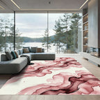 Burgundy Watercolor Abstract Flowing Clouds Rug