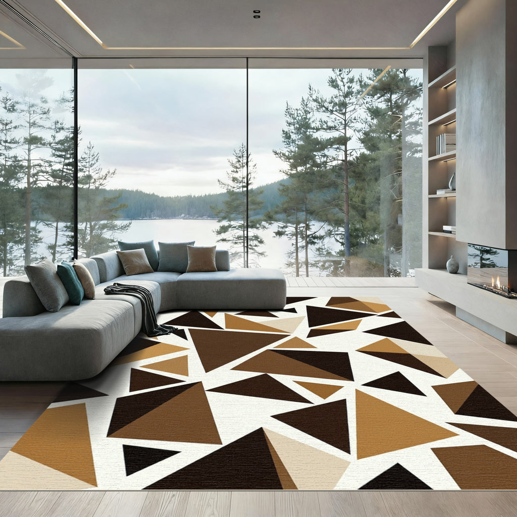 Modern Earth Tone Geometric Triangle Area Rug