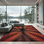 Vibrant Burnt Orange Palm Frond Abstract Rug