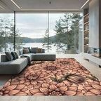 Peach Dahlia Floral Garden Rug