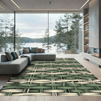 Sage Green and Cream Woven Plaid Rug