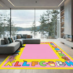 Whimsical Alphabet Animal Border Rug