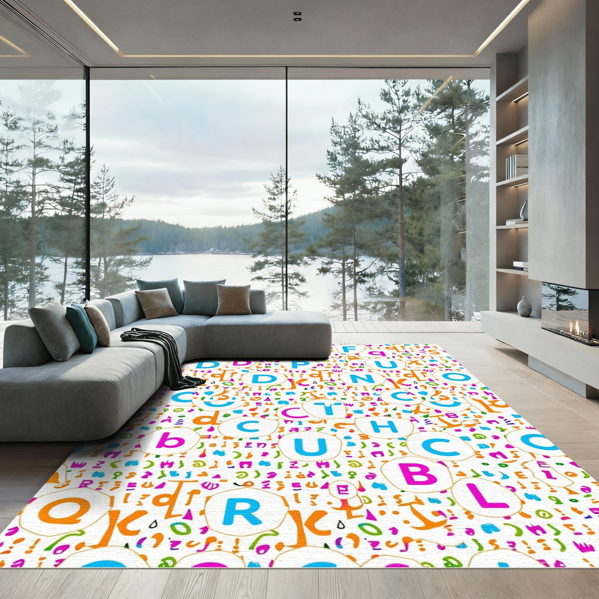 Colorful Alphabet Whimsical Composition Rug